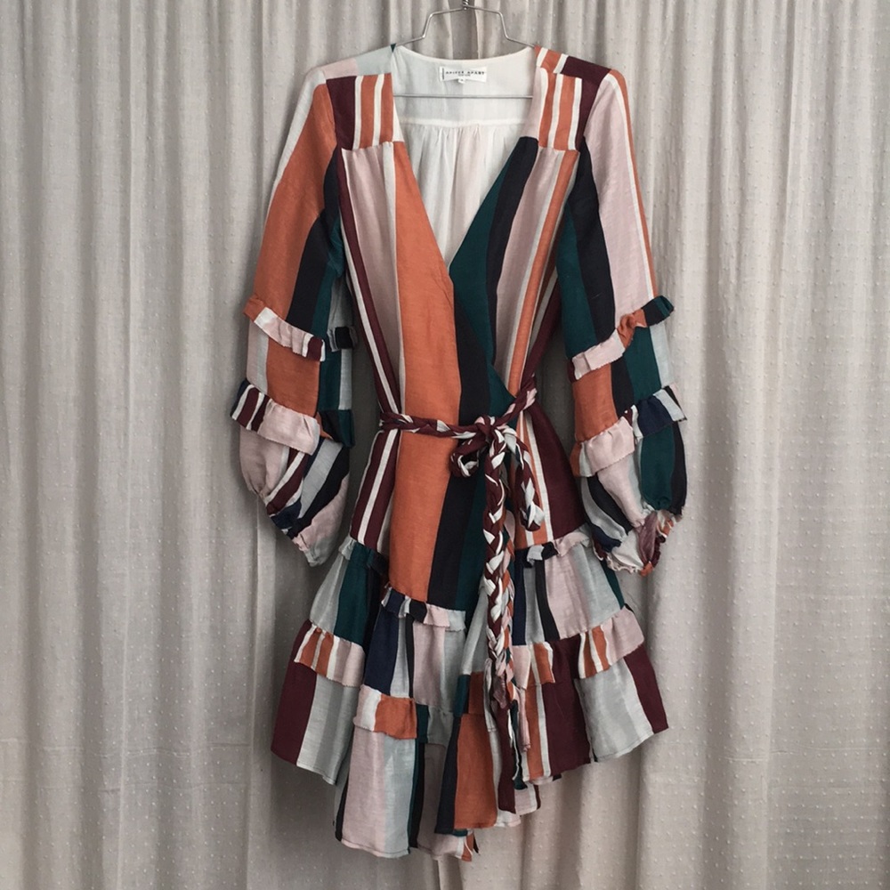 Apiece Apart Striped Linen Wrap Dress
